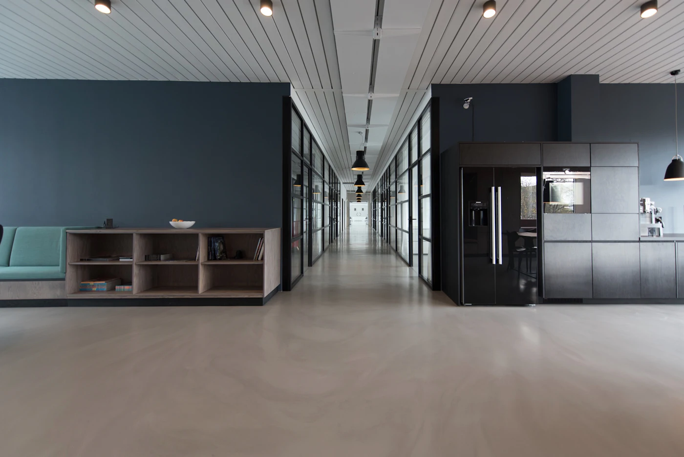 Sleek modern office at night — distribution and reach